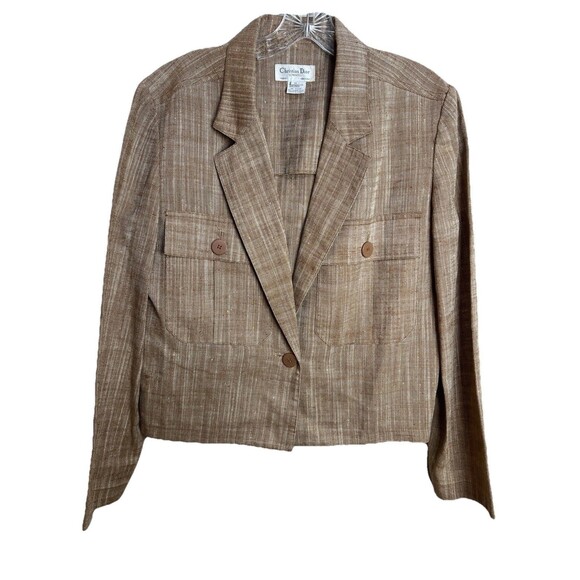 Christian Dior Sz 8 Linen Blend Separates Caramel Brown Jacket - Picture 1 of 9